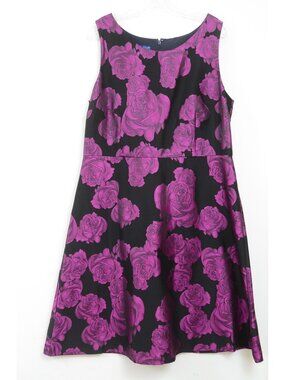 RSVP Talbots PLUS Size 16 Purple Floral Sleeveless Fit-and-Flare Midi Dress